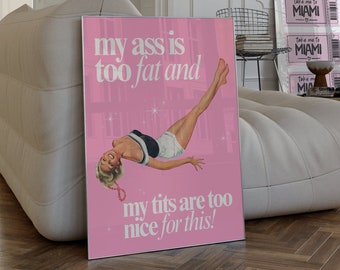 Retro Woman Funny Quote Printable Poster Trendy Vintage Housewife Wall art Print aesthetic apartment decor 60s 70s eclectic digital download