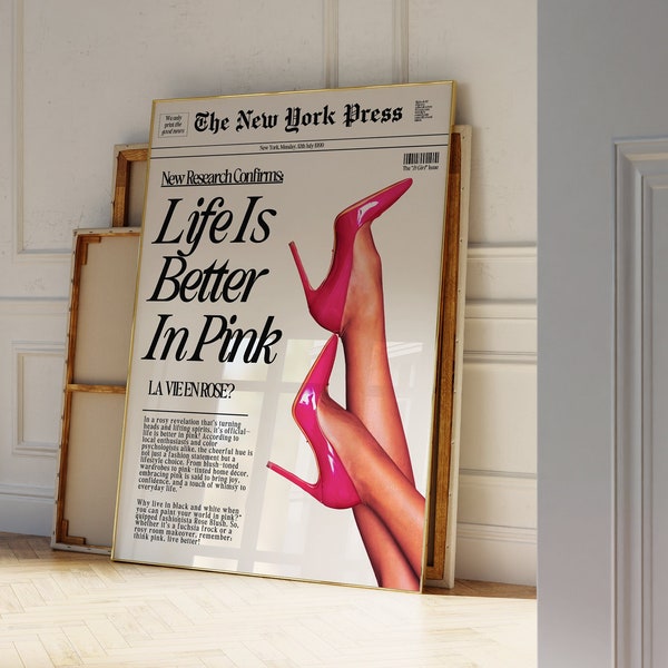 Pink News Paper Wall Art Etsy