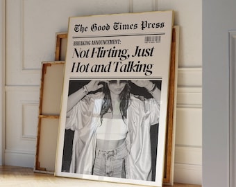 Not Flirting Newspaper Heading Print Funny Decor for College Dorm Girls Bedroom Trendy Poster Instant Digital Download Retro Vintage Gallery
