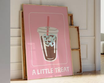 Little Treat Girl Dinner Wall Art Printable Pink Aesthetic Trendy Funky Decor Instant Digital Download Coquette Girly Print for Apartment