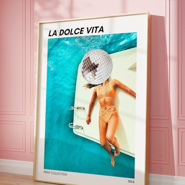 La Dolce Vita printable wall art digital download glamor aesthetic college dorm decor trendy eclectic girly poster print girl