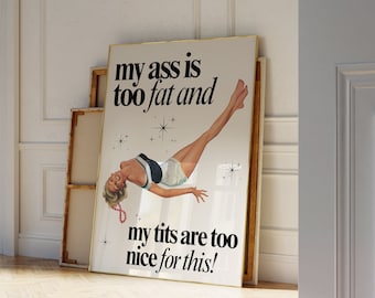 Retro Woman Funny Quote Printable Poster Trendy Vintage Housewife Wall art Print aesthetic apartment decor 60s 70s eclectic digital download