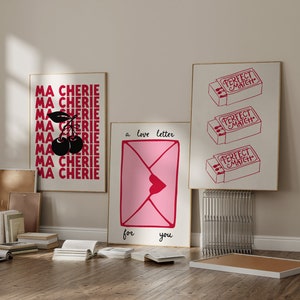 3er Set Digitale Wand Kunst Drucke kokett Liebesbrief Streichholzschachtel Druck Retro Girly Trendy College Wohnheim Dekor ästhetische Wohnung Drucke Poster