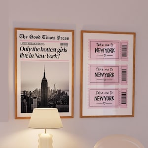 Hot girls New York Wall Art Set Digital Download Prints Newspaper Heading Poster College Dorm Print Duo Trendy Girly Apartment Decor Bedroom