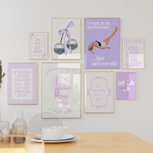 Lilac Pastel Purple Gallery Wall Art Prints for Room Digital Download Print Lavender Trendy Girly bedroom dorm apartment posters funky retro