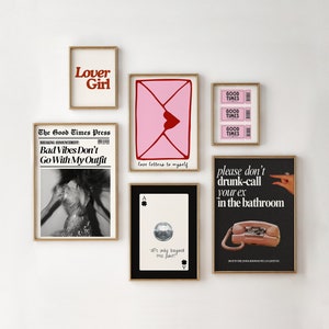 6 College Dorm Prints Cute Trendy Fun Wall Art for Bedroom Girly Instant Digital Download Printable Posters Aesthetic Apartment Decor