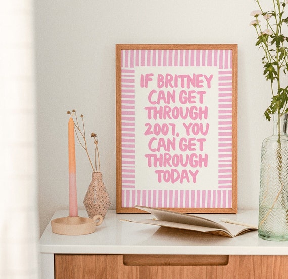 Trendy Funny Girly Wall Print Y2K Motivational Quote Pink Quote Poster Art for bedroom hallway college dorm girls bedroom 90s retro decor