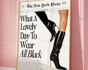 Retro Boots Newspaper Print: Fashion Wall Art Poster (Instant Download)
