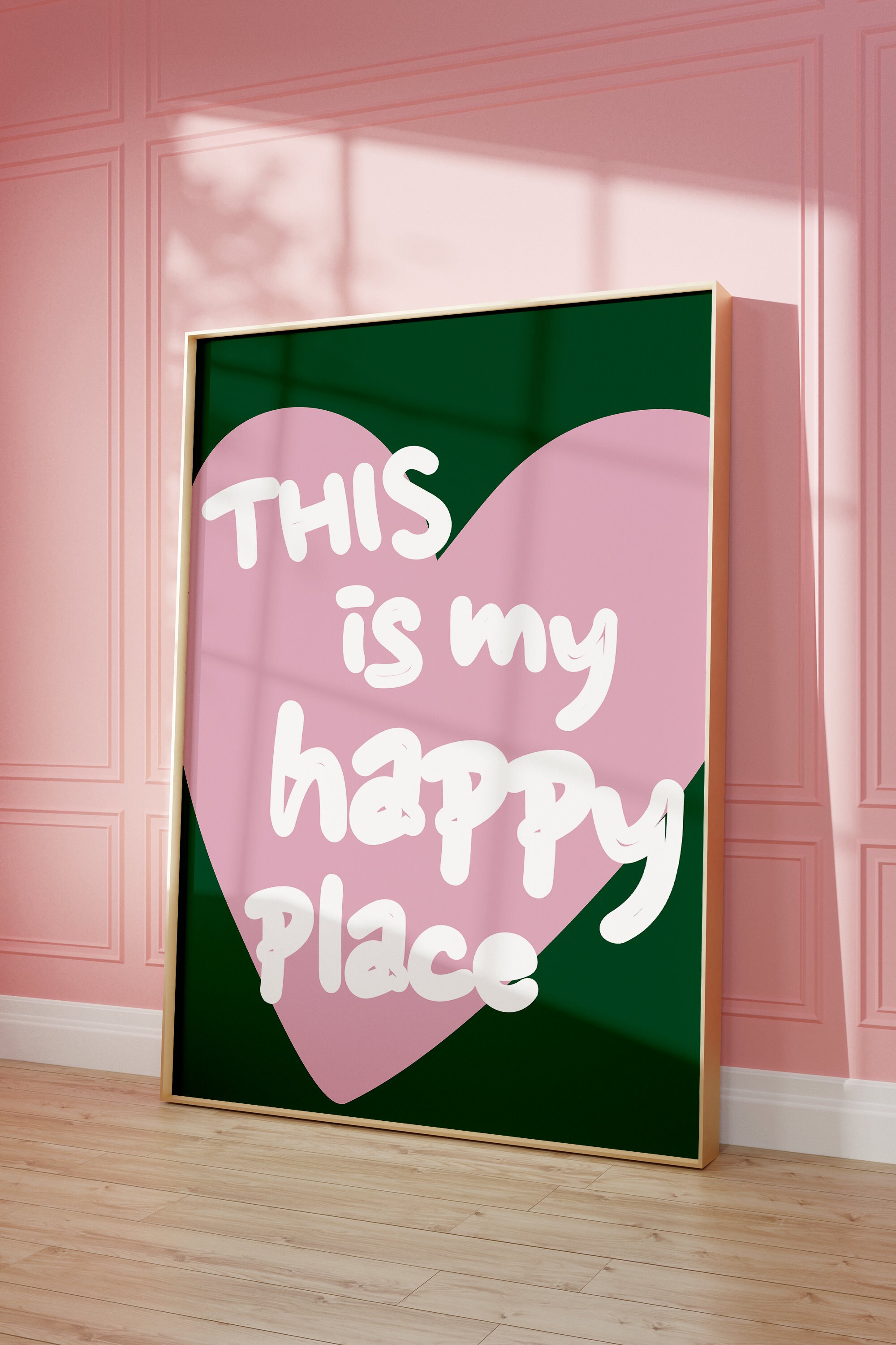 Set of 6 Pink and Green Wall Print Gallery Digital Download Printable ...