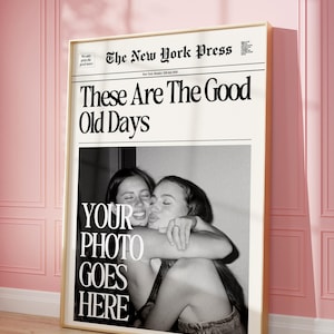 Good Old Days CUSTOM Newspaper Print, Personalized College Dorm, Roommates Wall Art, Digital Download, Personalization for Wall art prints |