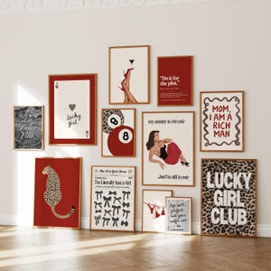 Red Cheetah Print Set: Girly Retro Wall Art (Digital Download)