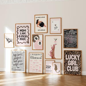 Cheetah Wall Art Set of 12 Pastel Pink Leopard Print Cute Girly Posters for College Dorm Girl Apartment Retro Decor Vintage Digital Download