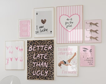 Cheetah Print Set: Pastel Pink Leopard Posters, Girly Dorm Decor (Digital Download)