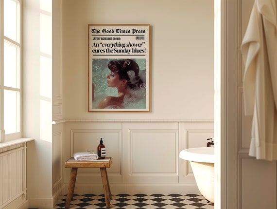Funny Bathroom Wall Art Print for apartment college dorm decor aesthetic poster retro  instant digital download trendy eclectic unique