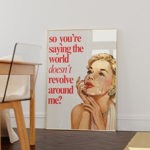 Retro Woman Funny Quote Printable Poster Trendy Vintage Housewife Wall art Print aesthetic apartment decor 60s 70s eclectic digital download image 3