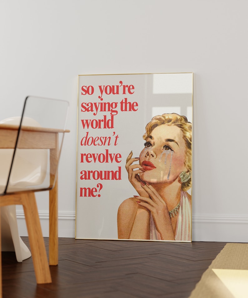 Retro Woman Funny Quote Printable Poster Trendy Vintage Housewife Wall art Print aesthetic apartment decor 60s 70s eclectic digital download image 3