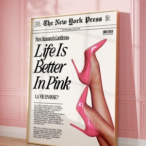 Retro Vintage Pink Lover News Wall Art Print Poster Aesthetic Decor Bedroom Apartment Trendy News headline Unique Prints Digital Download