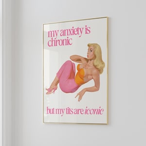 Mulher retro engraçado citação ansiedade social cartaz na moda dona de casa do vintage arte da parede impressão estética decoração do apartamento 60s 70s download digital imagem 4