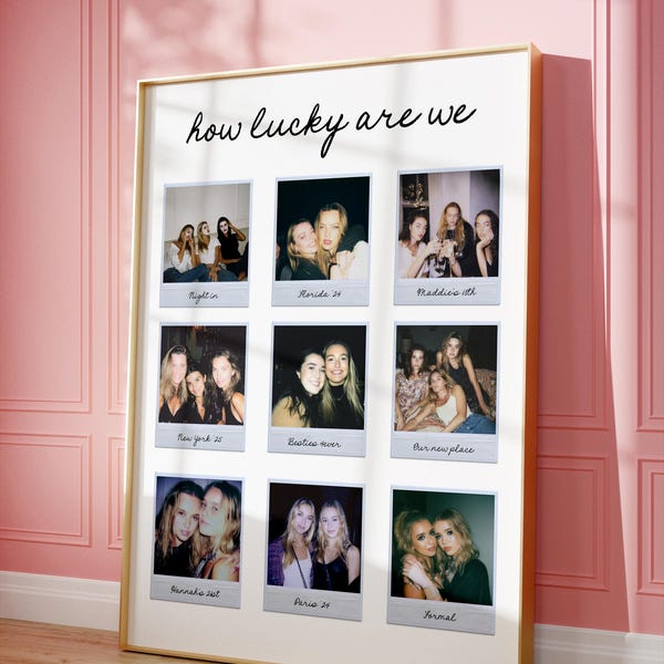 Retro Photo Print with Blue Frame: Personalized Dorm Decor (Digital Download