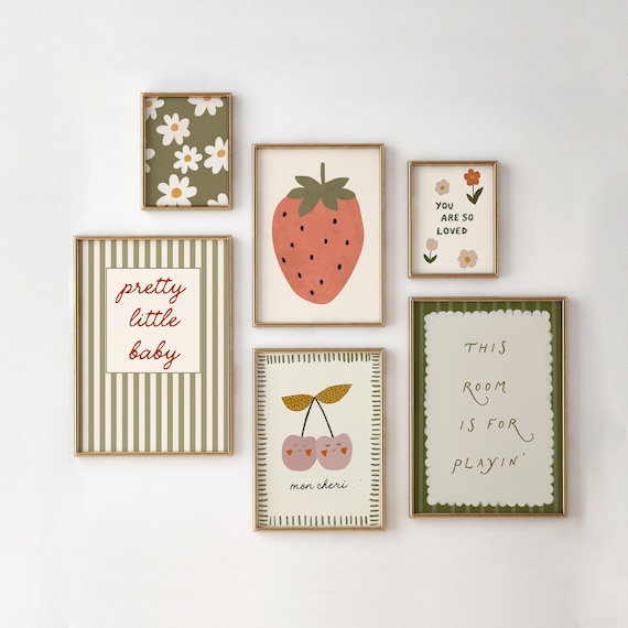 Sage Green Scandi Nursery Art Prints: Boho Kids Room Decor (Digital Download Set of 6 Printables)