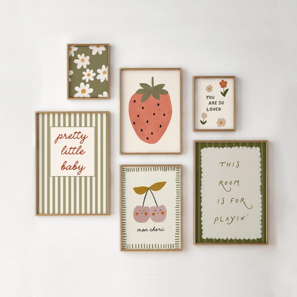 Sage Green Scandi Nursery Art Prints: Boho Kids Room Decor (Digital Download Set of 6 Printables)