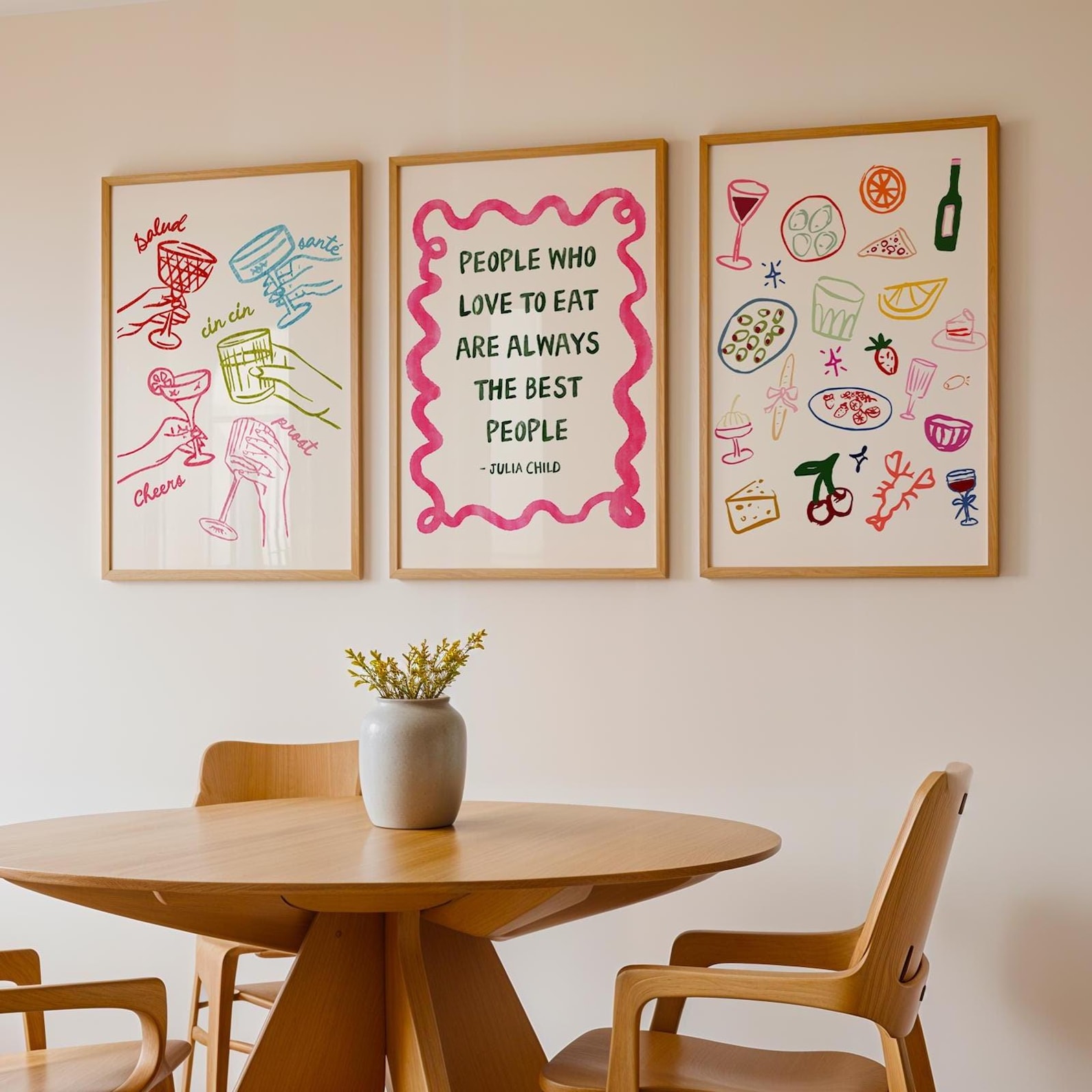 Trendy Kitchen Prints Set: Modern Maximalist Dining Room Wall Art ...