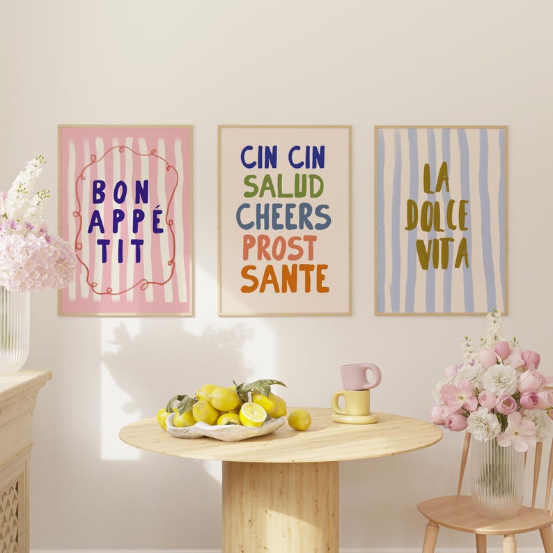 Boho Kitchen Prints: Colorful Foodie Art, Set of 6 (Digital Download) image 2