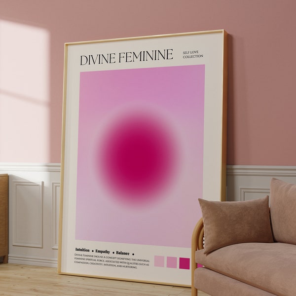 Divine Feminine Pink Aesthetic Poster college dorm aura affirmation print posters gallery wall instant digital download printable art