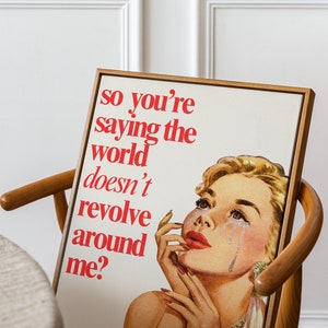 Retro Woman Funny Quote Printable Poster Trendy Vintage Housewife Wall art Print aesthetic apartment decor 60s 70s eclectic digital download image 7