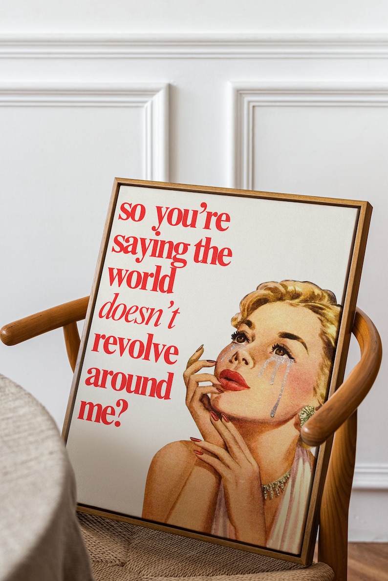 Retro Woman Funny Quote Printable Poster Trendy Vintage Housewife Wall art Print aesthetic apartment decor 60s 70s eclectic digital download image 7