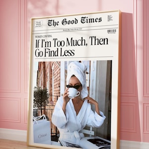 Stampa di giornali alla moda, titoli di notizie, arte murale, poster di riviste di moda, retro vintage, decorazione unica per la camera da letto, download digitale