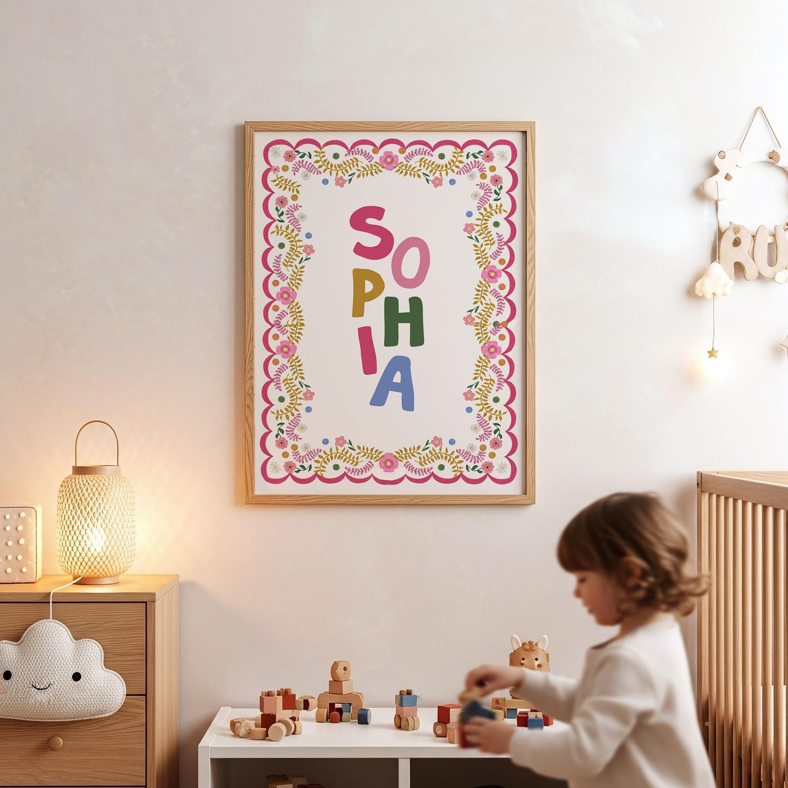 Custom Nursery Decor, Baby Name Wall Art, Customized Letter Printable