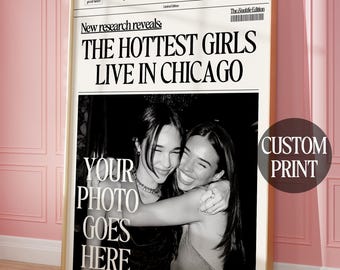 Custom City Newspaper Print: Hot Girls Dorm Room Wall Art (Digital Download)