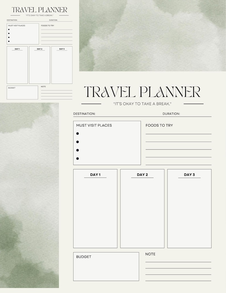 Travel Planner Printable: Vacation Itinerary Organizer & Checklist (PDF ...
