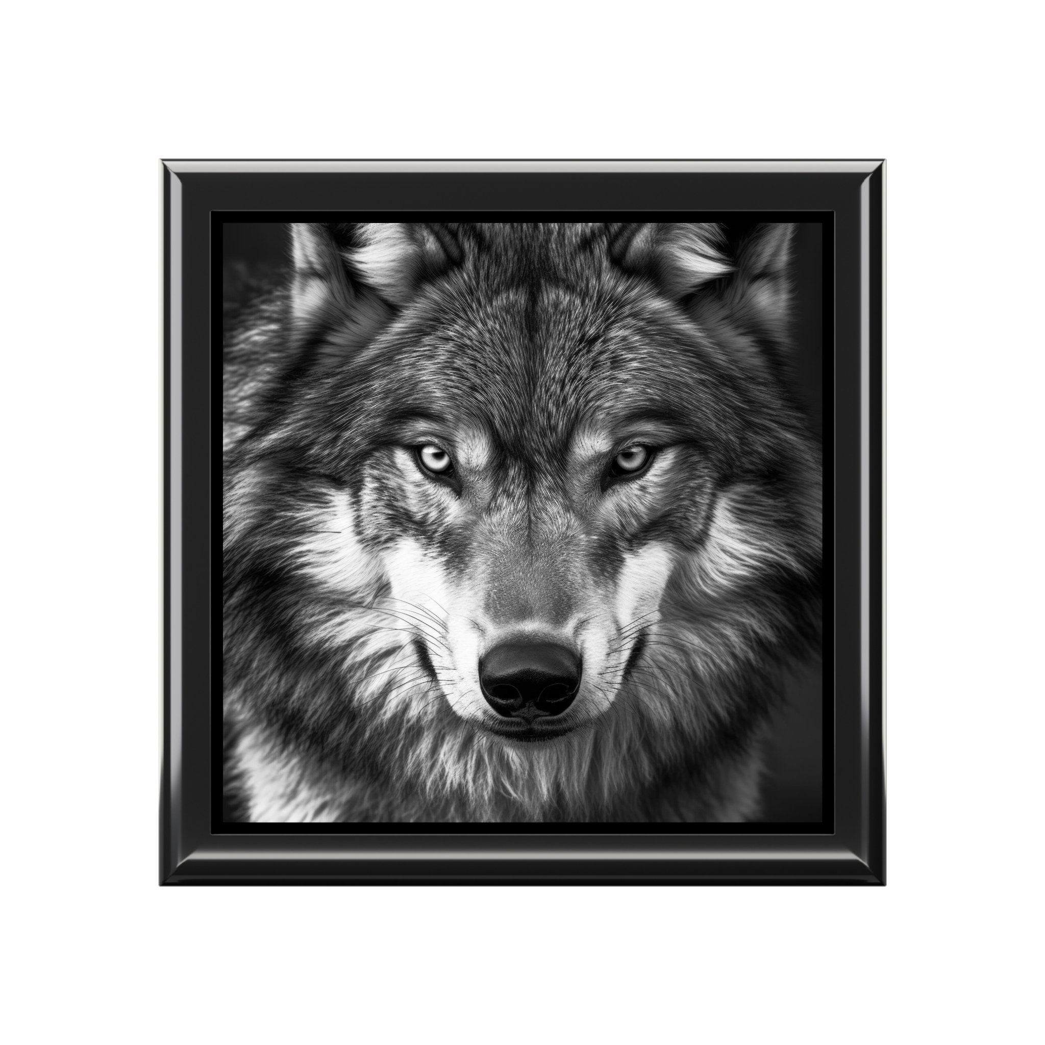 Wolf Jewelry Box Black and White Art Gift for Him Etsy