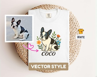 Custom Pet T-shirt with Pet Photo, Personalized Pet Portrait Tee, Dog Owner Tee, Dog Lover Shirt