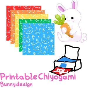 Diseño imprimible de conejito de papel Chiyogami