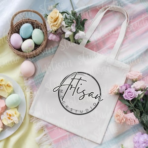 Easter Tote Bag Mockup: Spring Canvas Bag, Print On Demand (Digital Download)