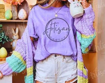 Neon Violett Comfort Colors 1717 Mockup: Oversized Tee (JPEG)