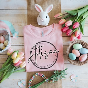 Pink Bella Canvas 3001 T-Shirt Flat Lay Mockup (4000x4000 px)