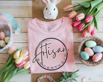 Pink Bella Canvas 3001 T-Shirt Flat Lay Mockup (4000x4000 px)