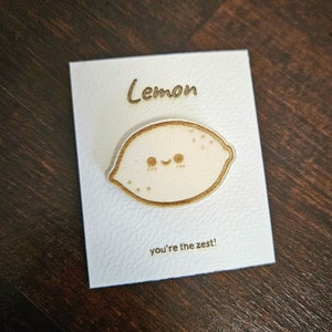 Lemon wooden pin badge | Name your lemon | 3mm
