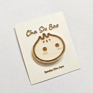 Bao bun pin badge | Dimsum | Wooden 1-Pin Badge | 3mm
