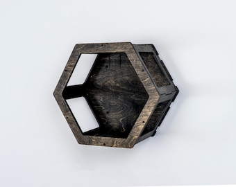 Hexagon Cat Wall Shelves Set, Wooden Cat Wall Shelf Set, Wall Mounted Cat Shelves for Indoor Cats
