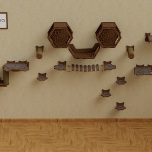 Modern Cat Wall Furniture Set, Cat Wall Shelves, Wall Mounted Cat Furniture, Wooden Cat Tree, Cat Tree Tower, Cat Playground, Cat Climbing