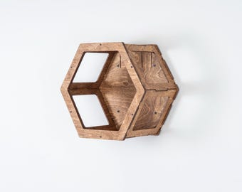 Hexagon Cat Wall Shelf, Wooden Cat Shelf, Modern Cat Climbing Shelf, Wall Mounted Cat Shelf
