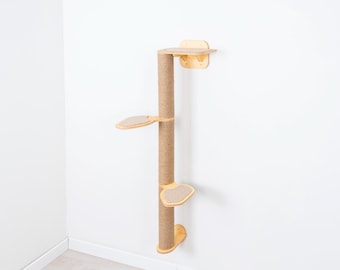 Cat Wall Furniture with Vertical Climbing Pole, Wall Mounted Cat Scratching Pole and Steps