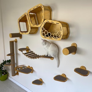 Modern Cat Wall Furniture, Cat Wall Shelves, Wooden Cat Wall Bed, Cat Playground, Cat Shelf, Cat Climb Wall, Cat Wall Steps, Cat Owner Gift