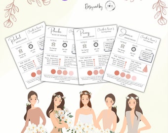 Bridesmaid Info Card Template | Bridesmaid Information Card | Bridal Party Info Card | Modern Minimalist Bridesmaid Infographic | Editable