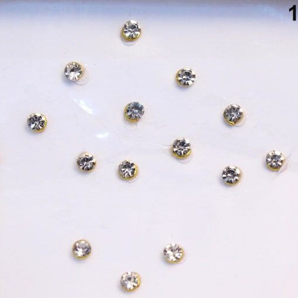 Nose Studs Stickers, Silver Fake Nose Studs,Diamond Bindi Stickers,Stick On Studs,Fake Nose Self Adhesive Stones, 1mm 2mm Nose Studs